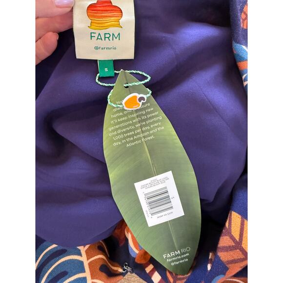 Farm Rio Nature Beauty Long Sleeve Maxi Dress Blue Print S - Picture 9 of 10